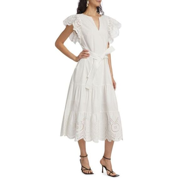 NWT Rails Embroidered Gia Midi Dress White Size Small $288 - Picture 3 of 12